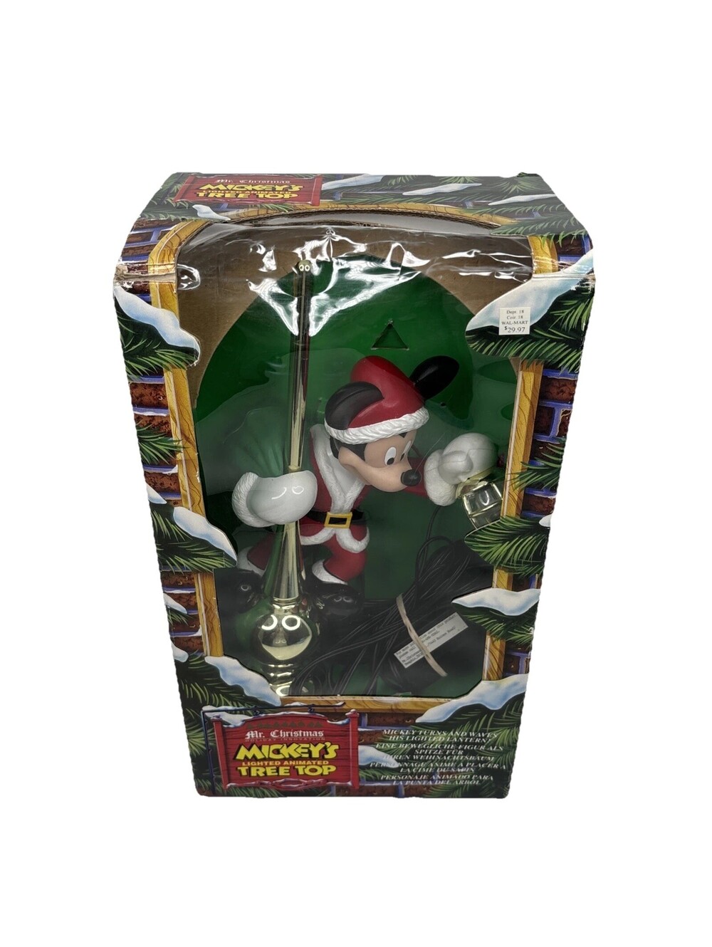 Mr. Christmas Mickey Mouse Animated Lighted Tree Topper 1994 w/ Box Tested Works